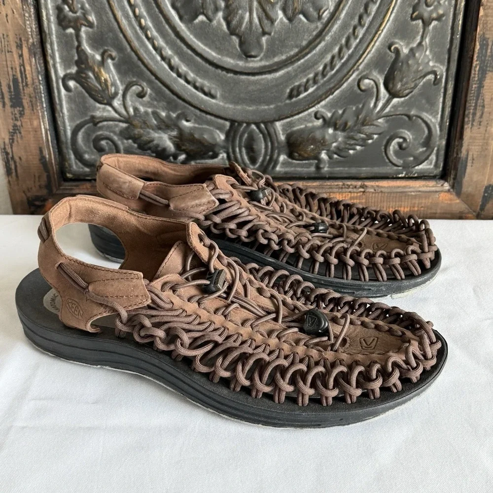 Keen Uneek Sandals Mens 11.5 Paracord Fishing Water Hiking‎ Brown 1017199